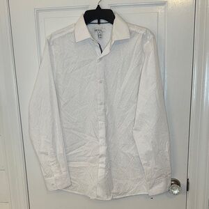 Bar III White‎ Muted Vine/Leaf Print Dress Shirt size M EUC